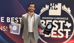 Solstice Solar partner holding the Houston Chronicle Best of the Best 2026 award for Best Solar Company.